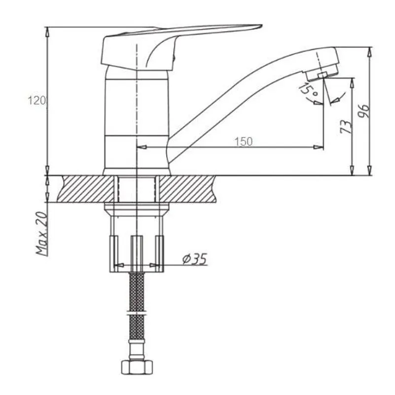 Смеситель для кухни D-Lin D151410, хром