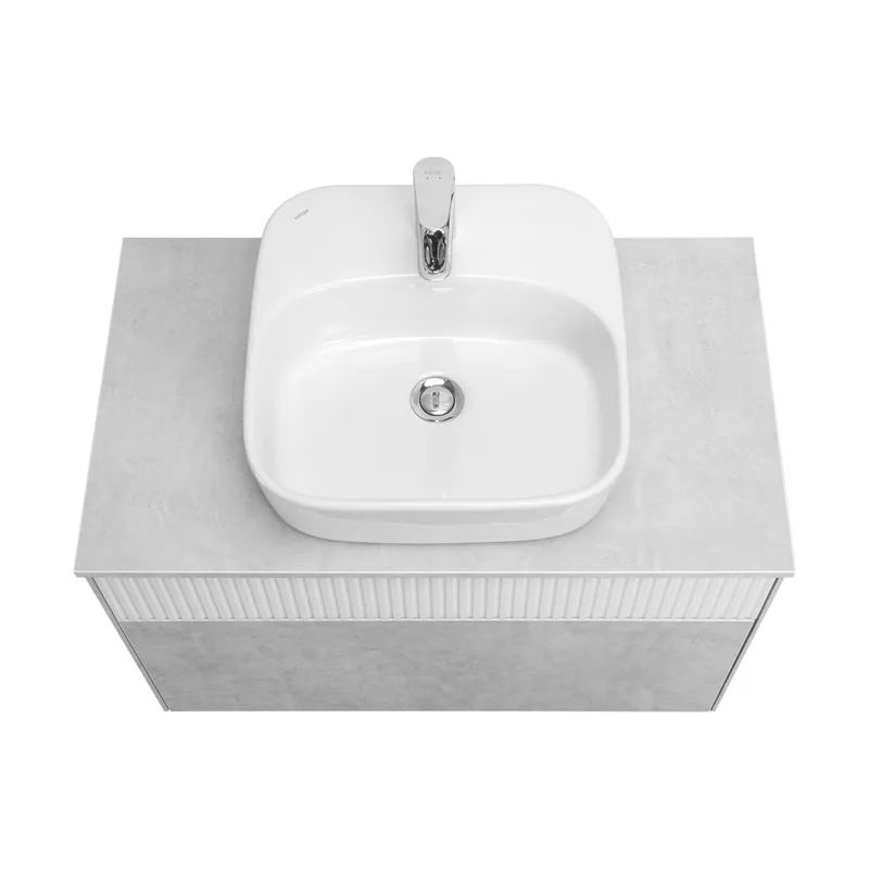 1A2762K0MH4C0 Набор AQUATON: 1A276201MH4C0 Тумба-умывальник 80 Марбл Слэйт\Белый матовый/ 1WH501709 Умывальник накладной Одри 420х420 Soft квадратный
