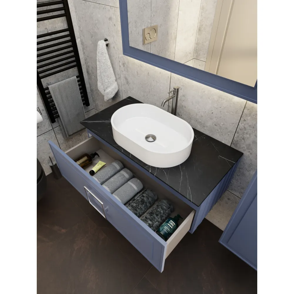 Тумба под раковину подвесная La Fenice Cubo FNC-01-CUB-BG-100, синяя