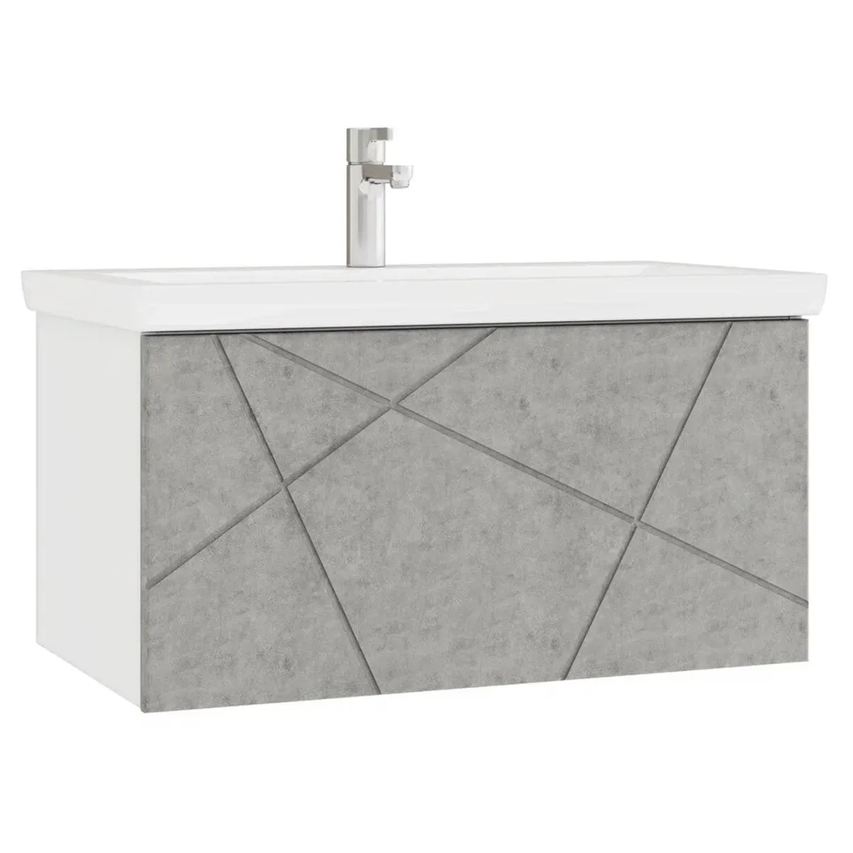 Тумба с раковиной подвесная VIGO Geometry 035 бетон, 80 см