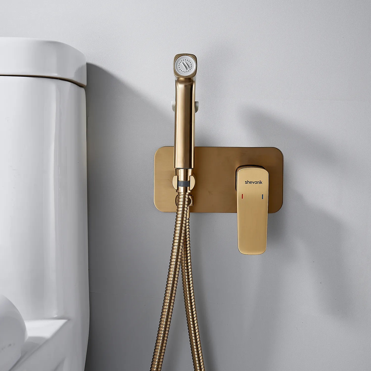 Гигиенический душ со смесителем Shevanik S9905G, золотой сатин