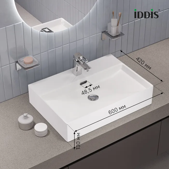 Умывальник накладной/подвесной, белый глянцевый, Bild, IDDIS, BILWS60i27