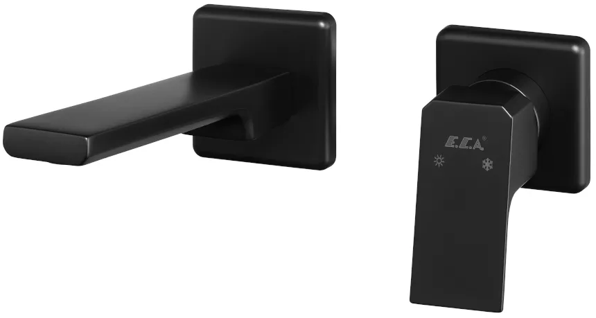 102167605C1EX-KK + 102166601C1EX TIERA смеситель для раковины настенный 2 отв. (внешняя часть) матовый черный + скрытая часть