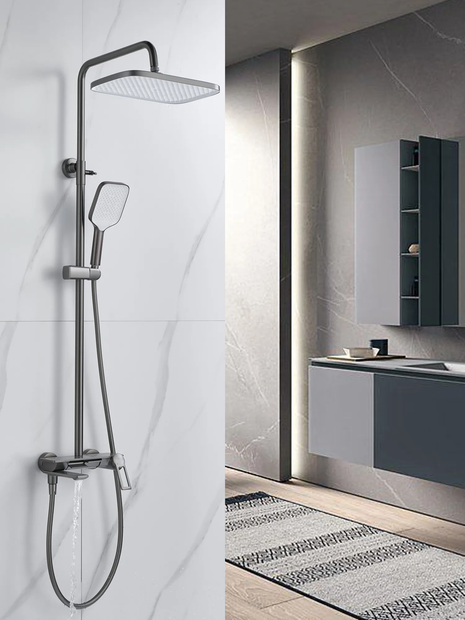 Душевая система Shevanik S4826T, черный