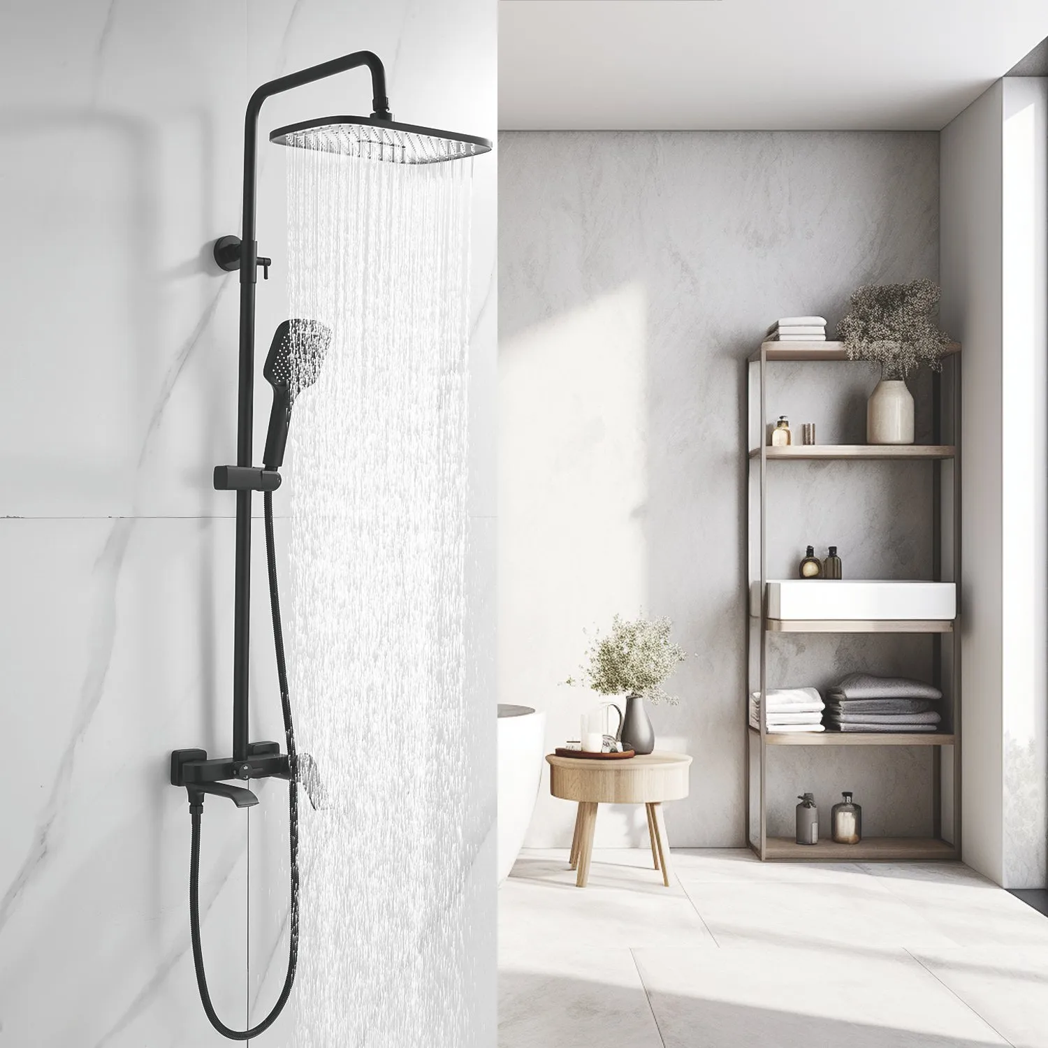 Душевая система Shevanik S4136H, черный