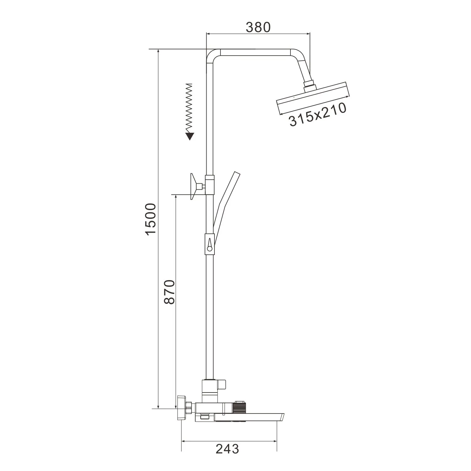 Душевая система с термостатом Rose R1896H, черный