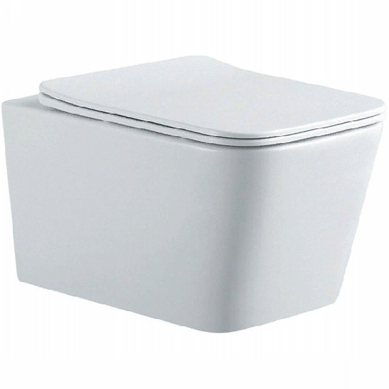 AQ0530N-00 ЛИБРА New Унитаз подвесной безободковый 525*360*290мм, тонкое сиденье с механизмом плавного закрывания, крепеж