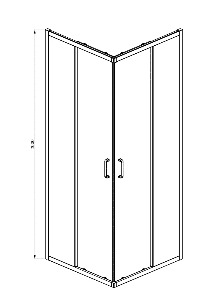 AQ ARI KV 10020GM Душевой уголок квадратный, двери раздвижные 1000x1000x2000 профиль оружейная сталь, стекло прозрачное