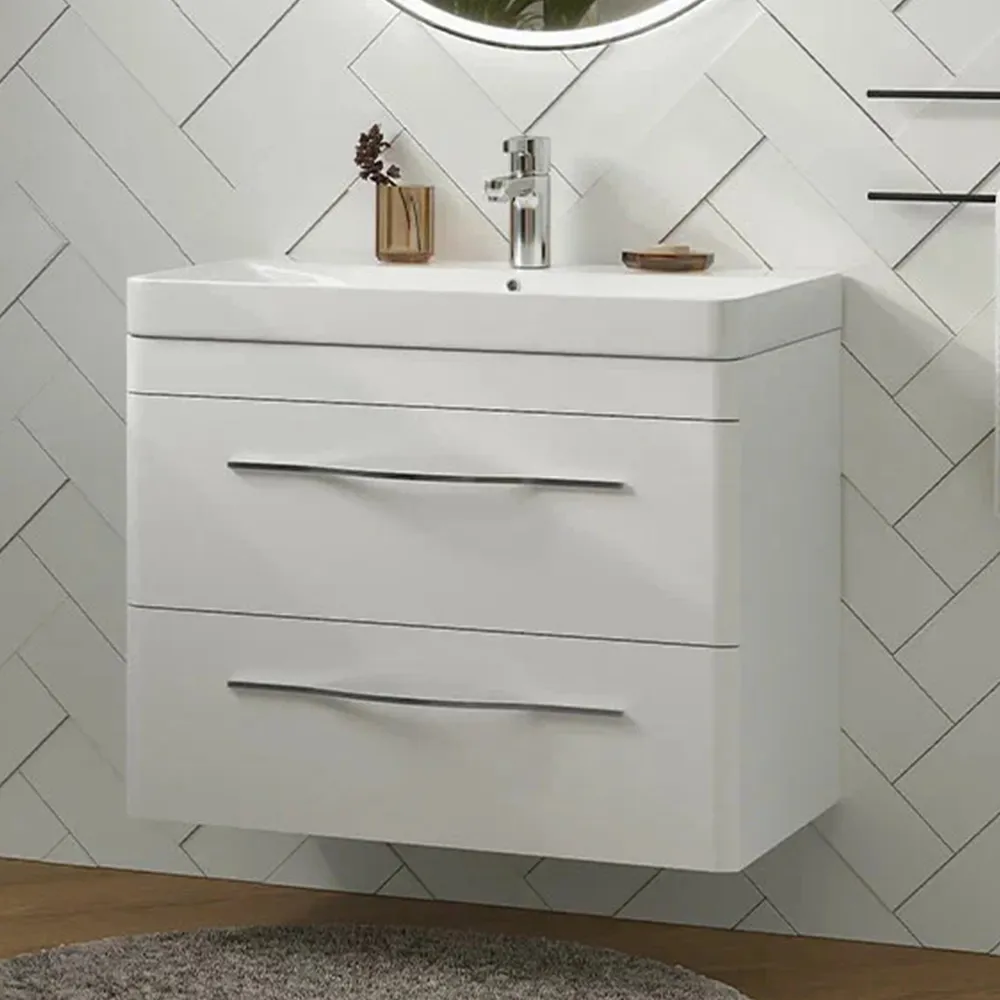 Тумба с раковиной подвесная Velvex Jill tp.JIL.9595.80.2Y белый матовый, 80 см