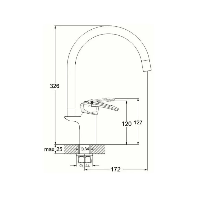 Смеситель для кухни с гибким изливом D-Lin D157315-5, хром/зеленый