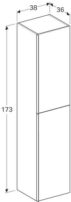 Шкаф пенал Geberit Acanto 380x1730x360 мм, песчаное стекло (500.619.JL.2)