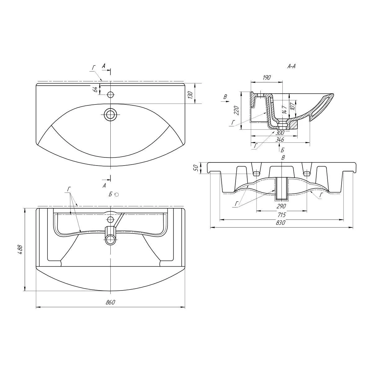 Раковина Dreja Laguna 191676, 85 см