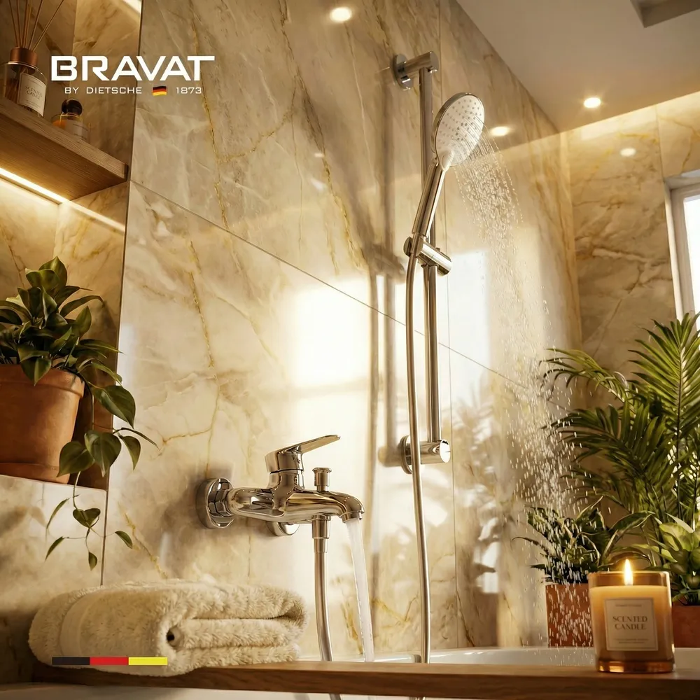 Настенный смеситель для ванны и душа BRAVAT (F6810941CP-B-SW)