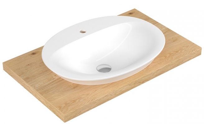 Раковина для установки в столешницу SEREL HERA HR34TXS110H 46х60 см, с отверстием под смеситель, овальная