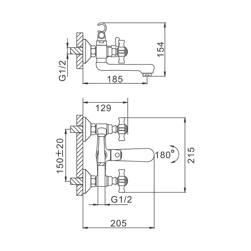 Смеситель для ванны FRAP F3024, хром