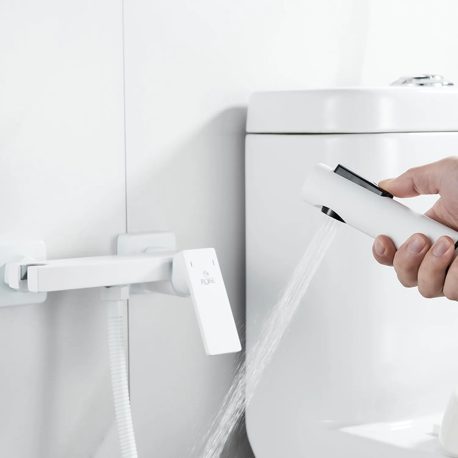 Гигиенический душ со смесителем Rose R1805C-1, белый