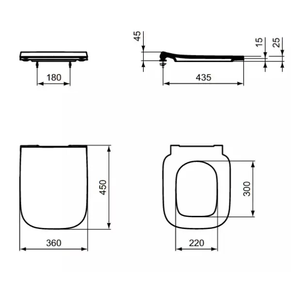 T500301 Ideal Standard i.life B УльтраТонкое сиденье и крышка с функцией плавного закрытия, дюропласт