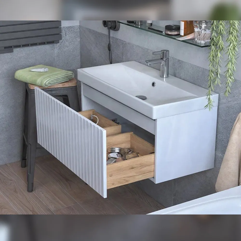 Тумба с раковиной подвесная Velvex Compo tp.COM.9696.80.1Y белый глянец, 80 см