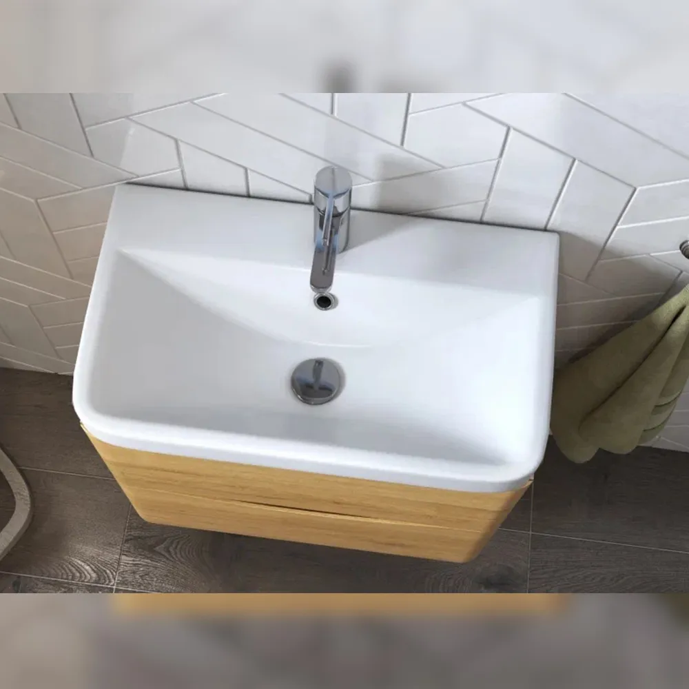 Тумба с раковиной подвесная Velvex Clay tp.CLA.9595.60.2Y дуб верона, 60 см