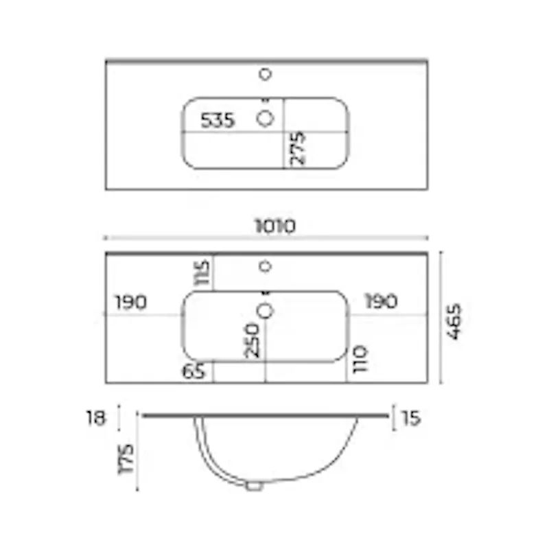 Раковина-столешница La Fenice Slim Line 100 FNC-06-TER-100