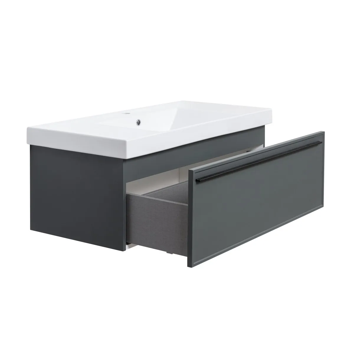 Тумба под раковину подвесная La Fenice Elba FNC-01-ELB-G-100, серо-зеленая