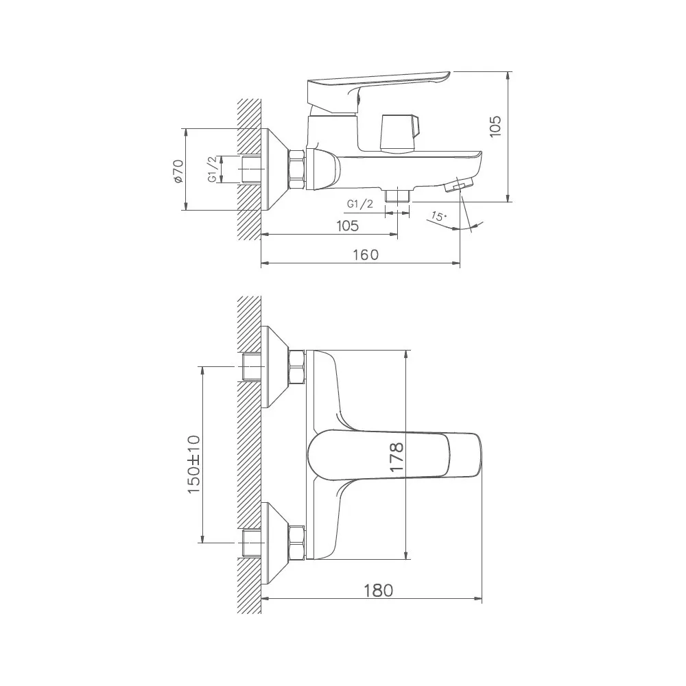 Смеситель для ванны D-Lin D130369, хром