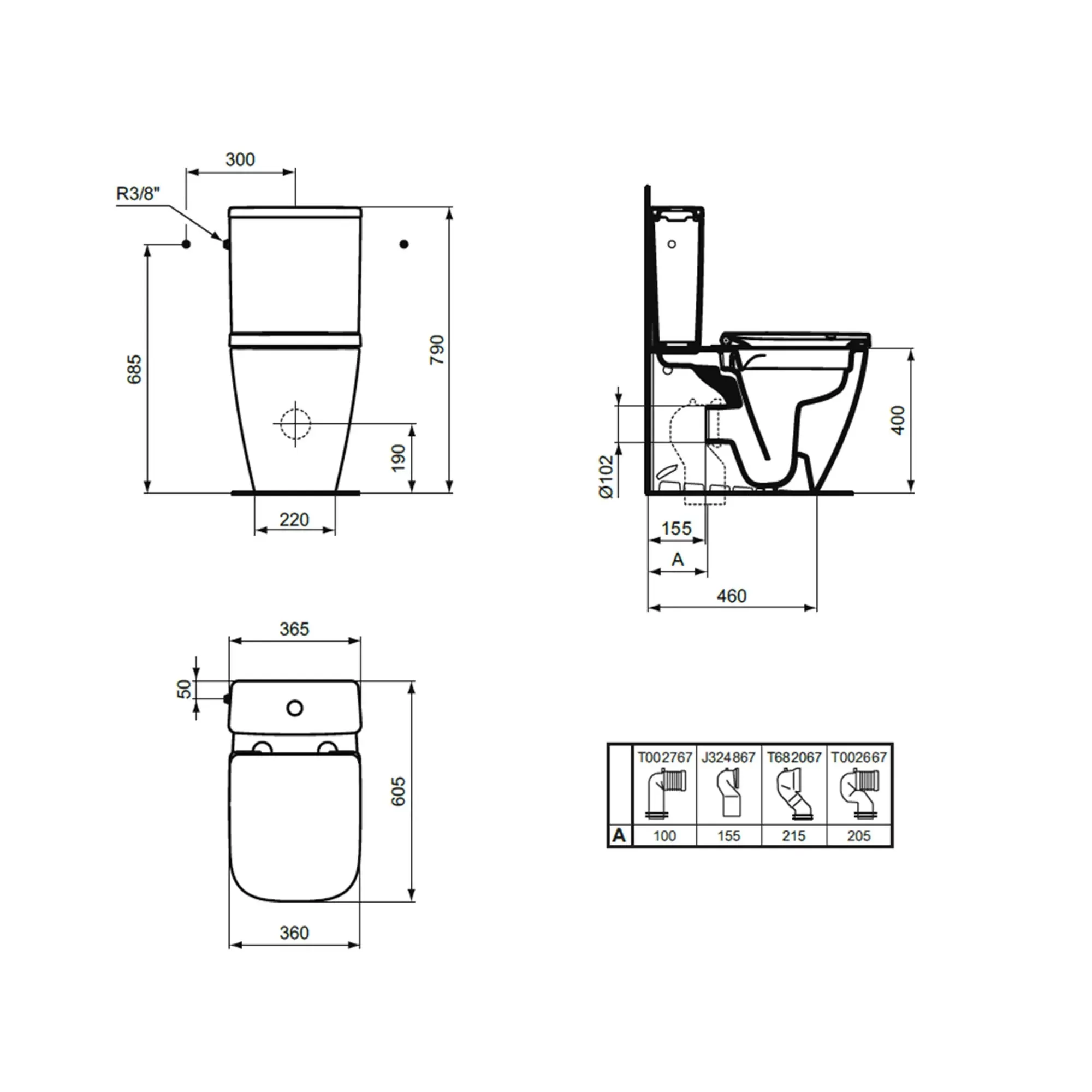 T473501 Ideal Standard i.life S Бачок для унитаза, нижняя подводка, 4,5/3 л