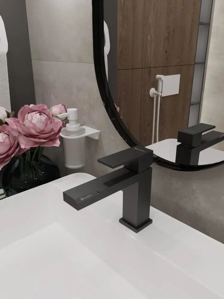 Cмеситель для раковины Knotlor KN-20/GM, оружейная сталь