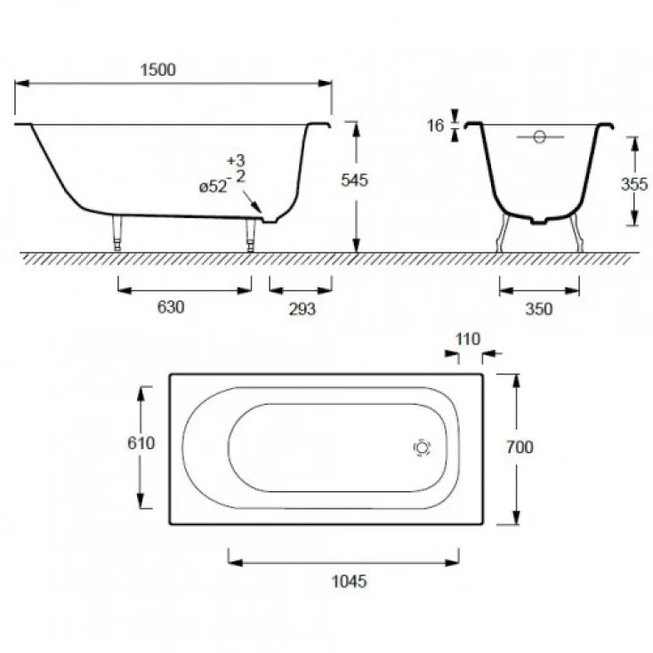Ванна чугунная Jacob Delafon Soisson (E2941) 150х70