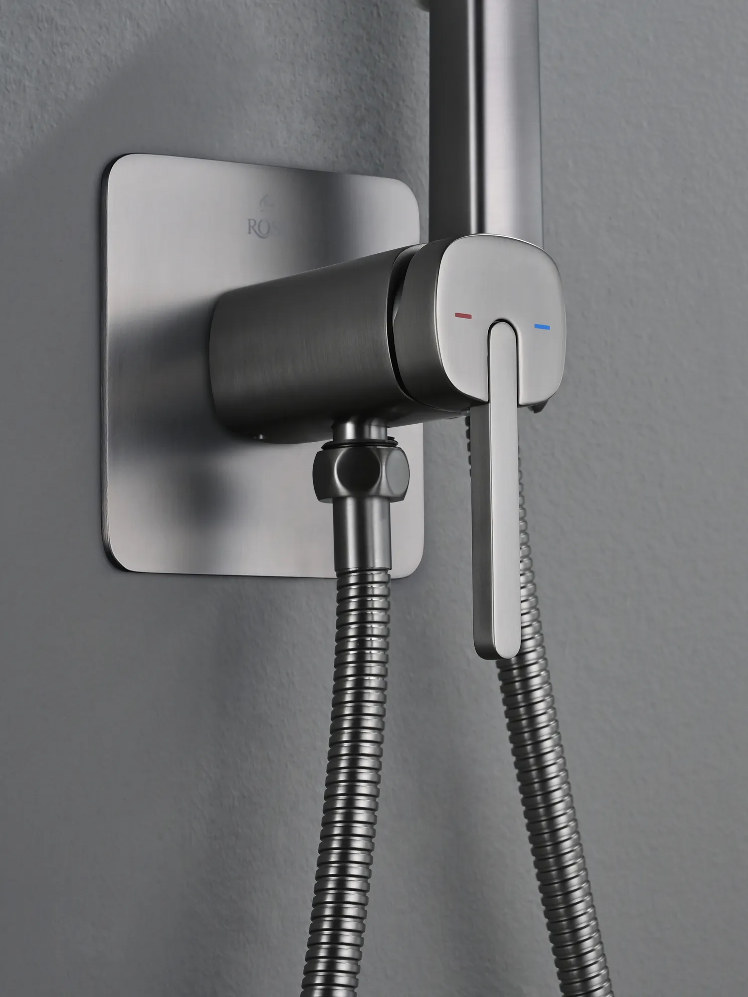 Гигиенический душ со смесителем Rose R245T, оружейная сталь