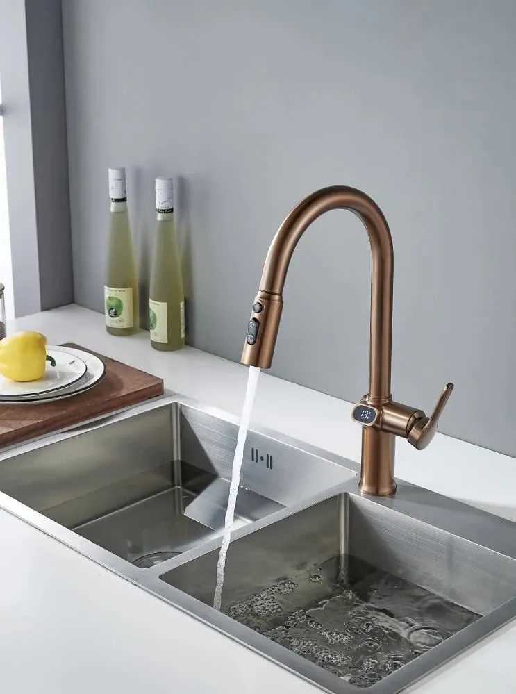 Смеситель для кухни с индикатором температуры Knotlor KN-100/RB, бронза