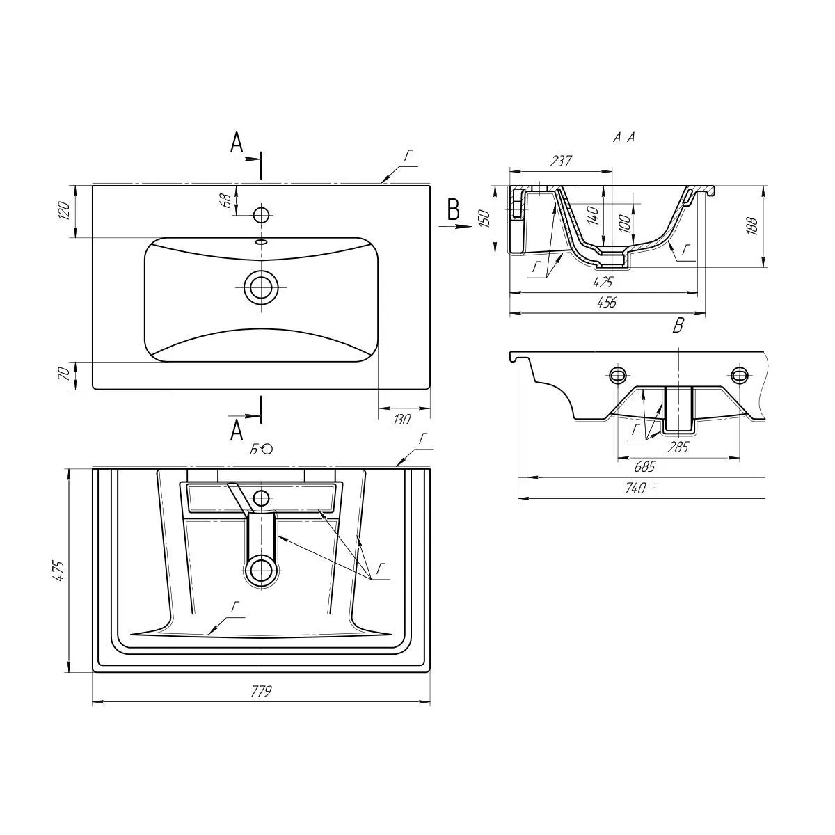Раковина Dreja Euphoria 640177, 80 см
