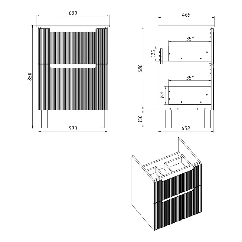 Тумба с раковиной подвесная Dreja Euphoria 60 см, белый