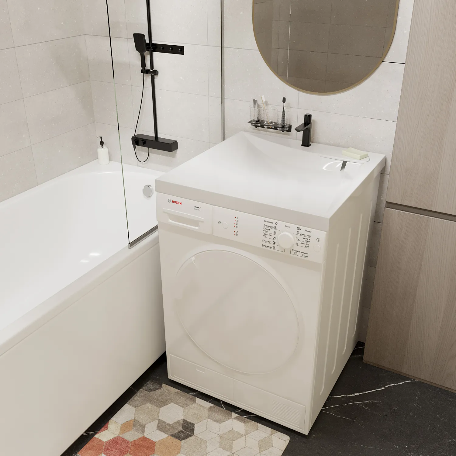 Раковина над стиральной машиной MIXLINE "БРУНО" 60*60 ш*г, с кронштейнами (MIXLINE) (553580)