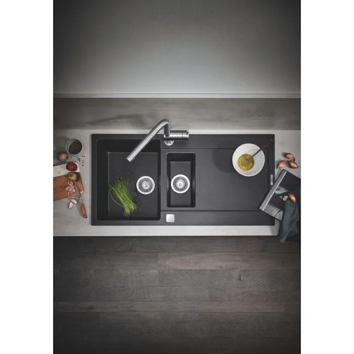 Композитная мойка GROHE 31646AP0 K500 с крылом 1000 мм x 500 мм, черный гранит