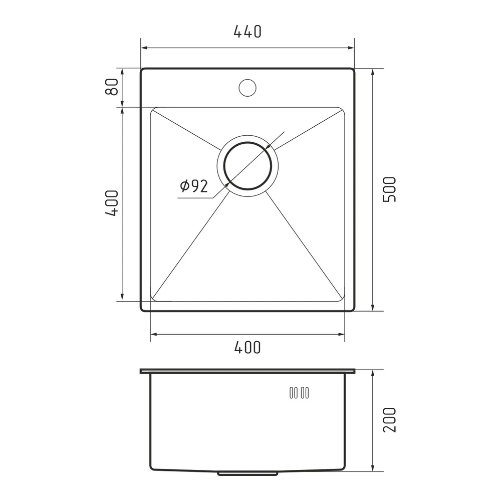 Кухонная мойка Rivelato Rinox 4450, нержавеющая сталь