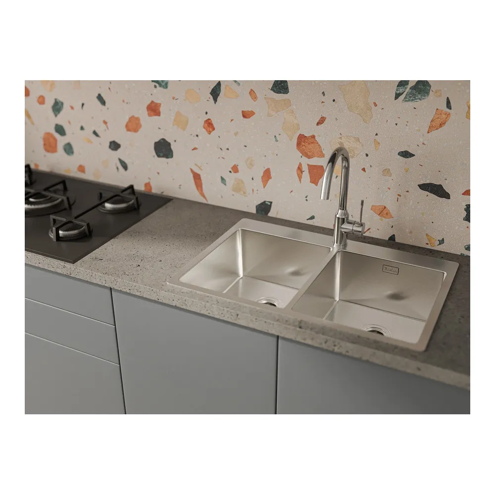 Кухонная мойка Rivelato Rinox 7450 2В, Нержавеющая сталь