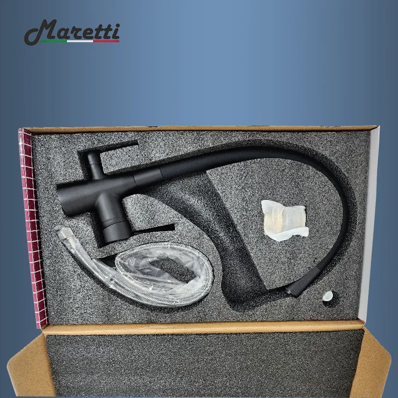 Смеситель для кухни с гибким изливом и подключением фильтра Maretti Project Black PB31RGF71, черный