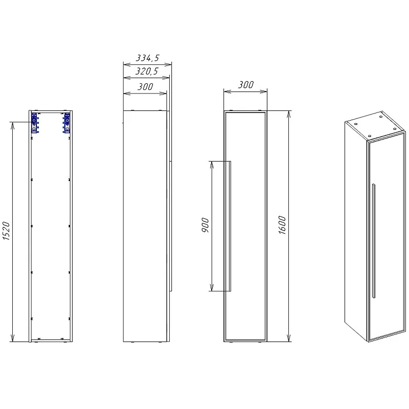 Пенал подвесной La Fenice Elba FNC-05-ELB-C-30, бежевый