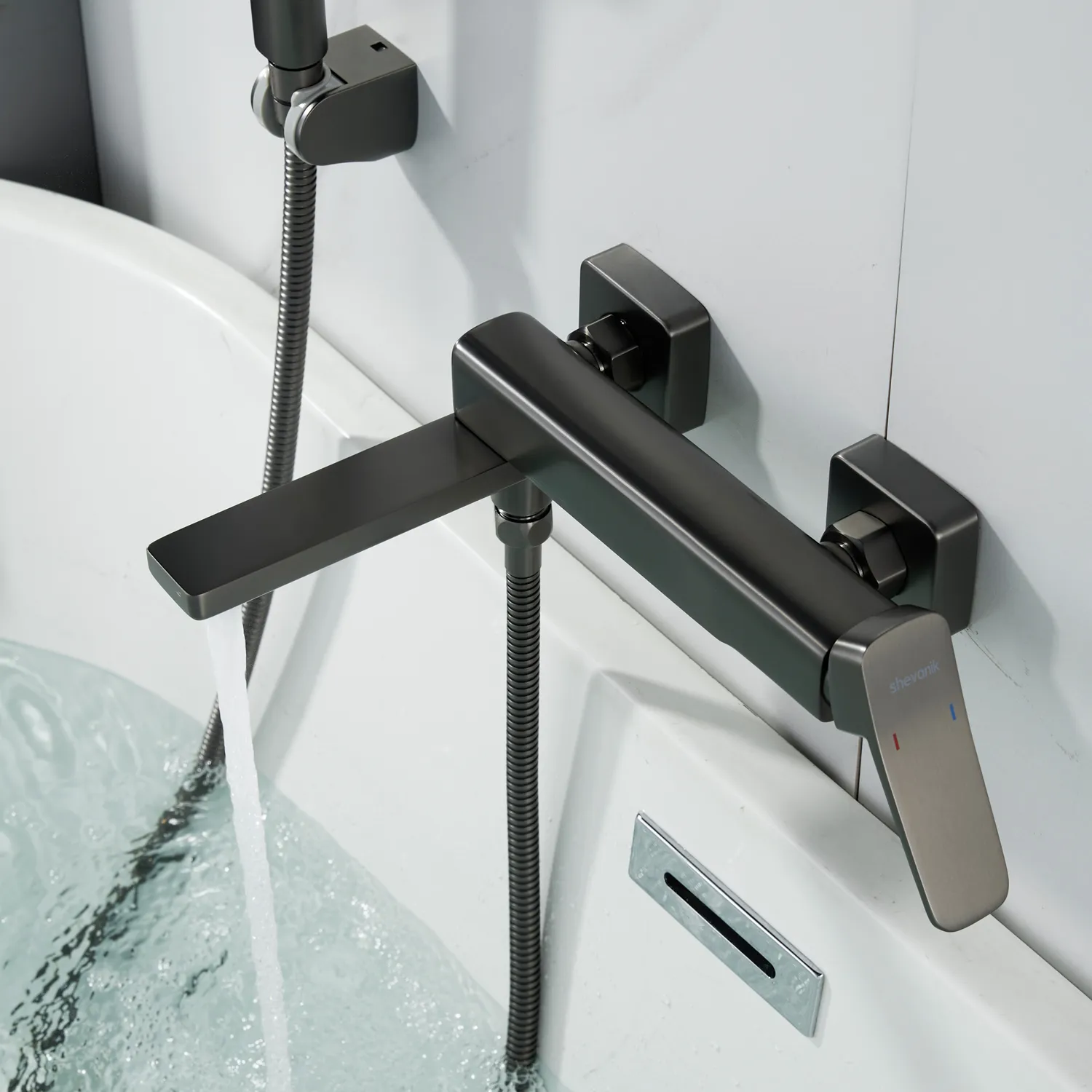 Смеситель для ванны Shevanik S9952T, оружейная сталь