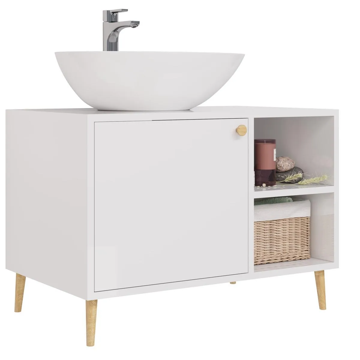 Тумба под раковину напольная Dreja Luno 80 см, белый