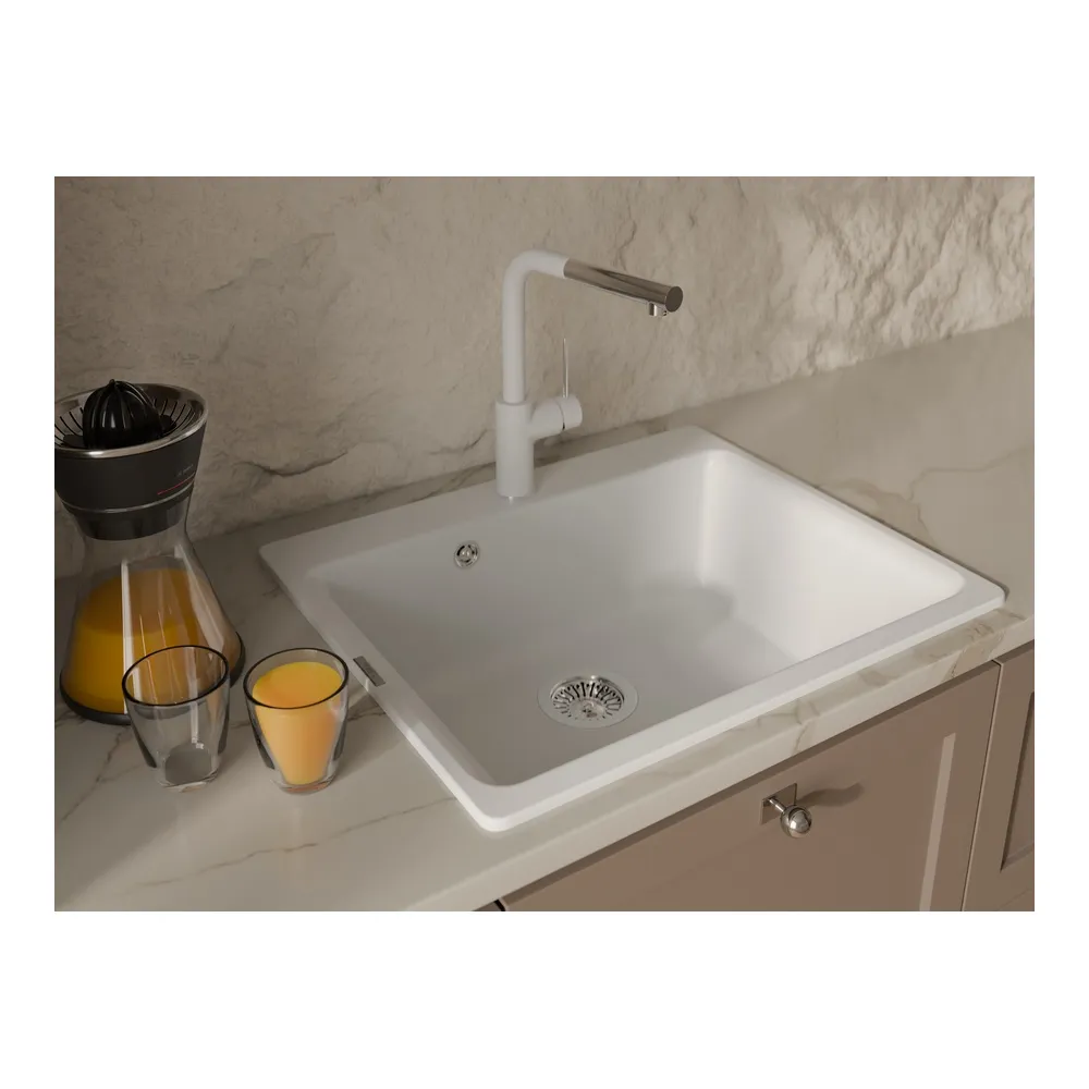 Смеситель для кухни с выдвижным изливом Rivelato Albano 1573503, иней/хром