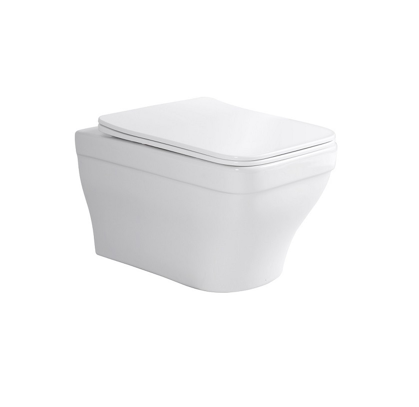 Унитаз подвесной компакт AQUATEK АМАДЕО 490*360*320 мм, безободковый, тонкое сиденье с механизмом плавного закрывания, крепеж