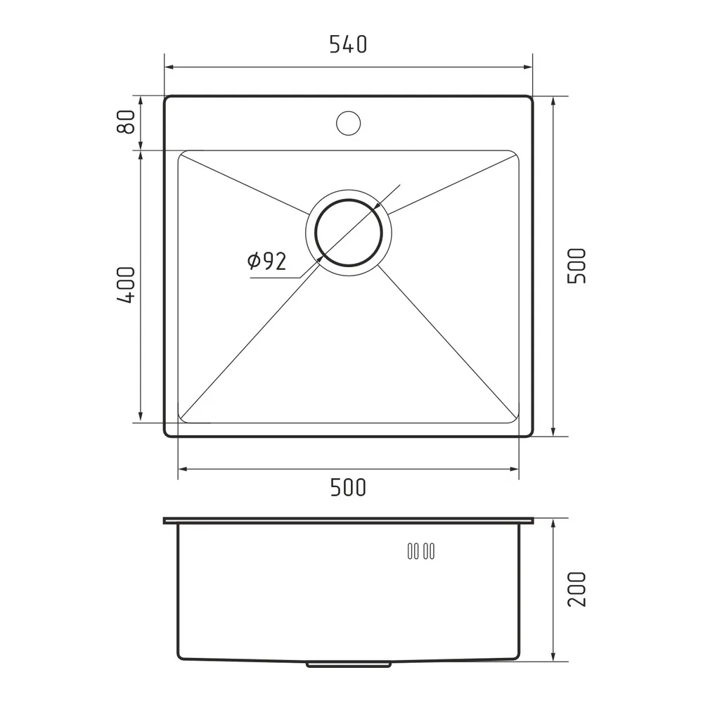 Кухонная мойка Rivelato Rinox 5450 PVD, черный