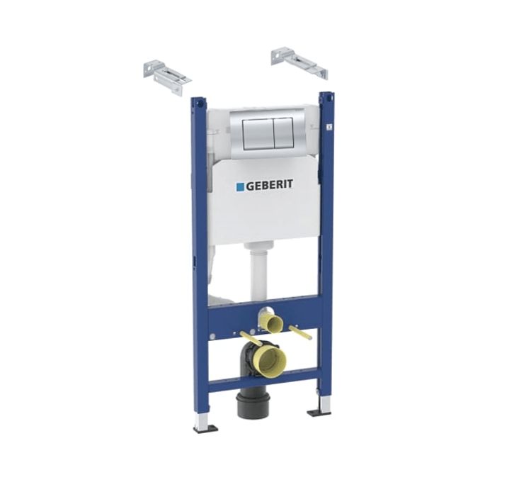 Инсталляция Geberit Duofix для подвесного унитаза, 112 см, со смывным бачком Delta 12 см, смывная клавиша Delta30, крепёж к стене, Хром 458.163.21.1