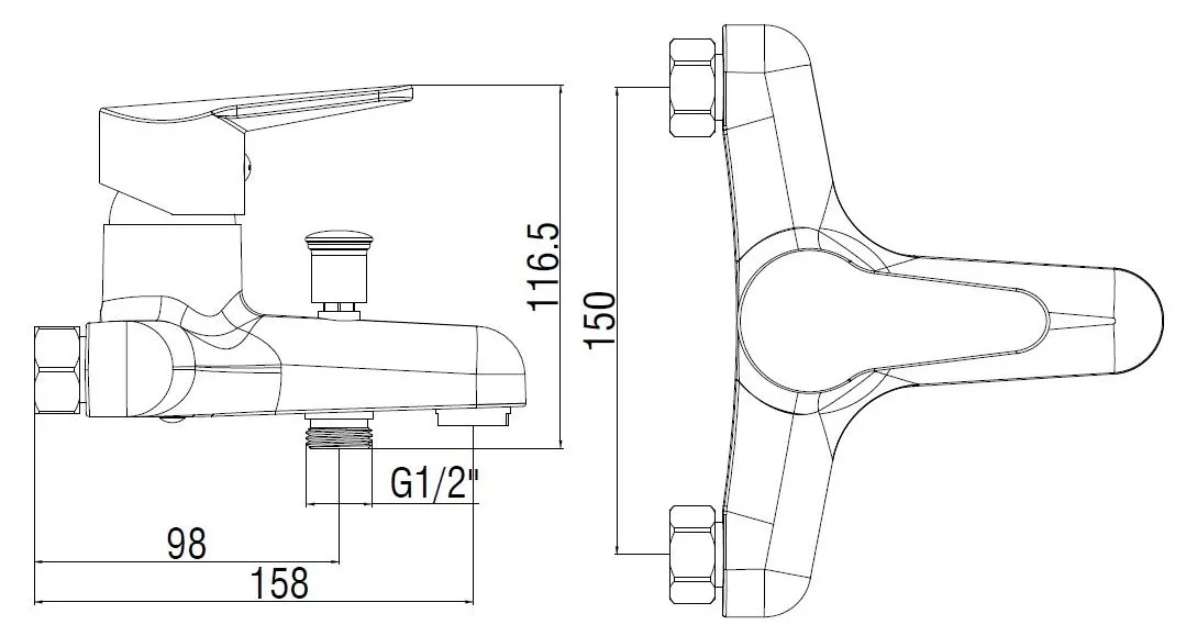 Смеситель для ванны VODA BZ54w/a, хром