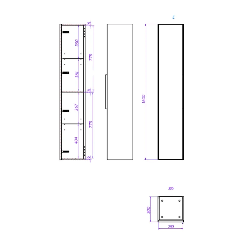 Пенал подвесной La Fenice Simpla FNC-05-SIM-B-30, белый