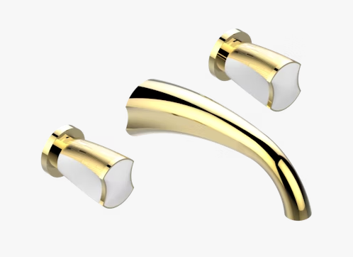 Смеситель для раковины THG Infini white porcelain with gold decor, золотистый PVD (U2F H52 40SGB)