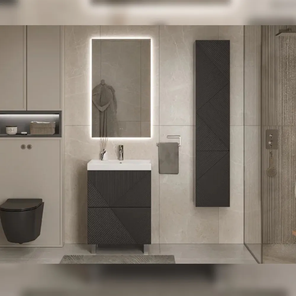 Тумба с раковиной напольная Velvex Edge tn.EDG.9696.60.2Y графит, 60 см