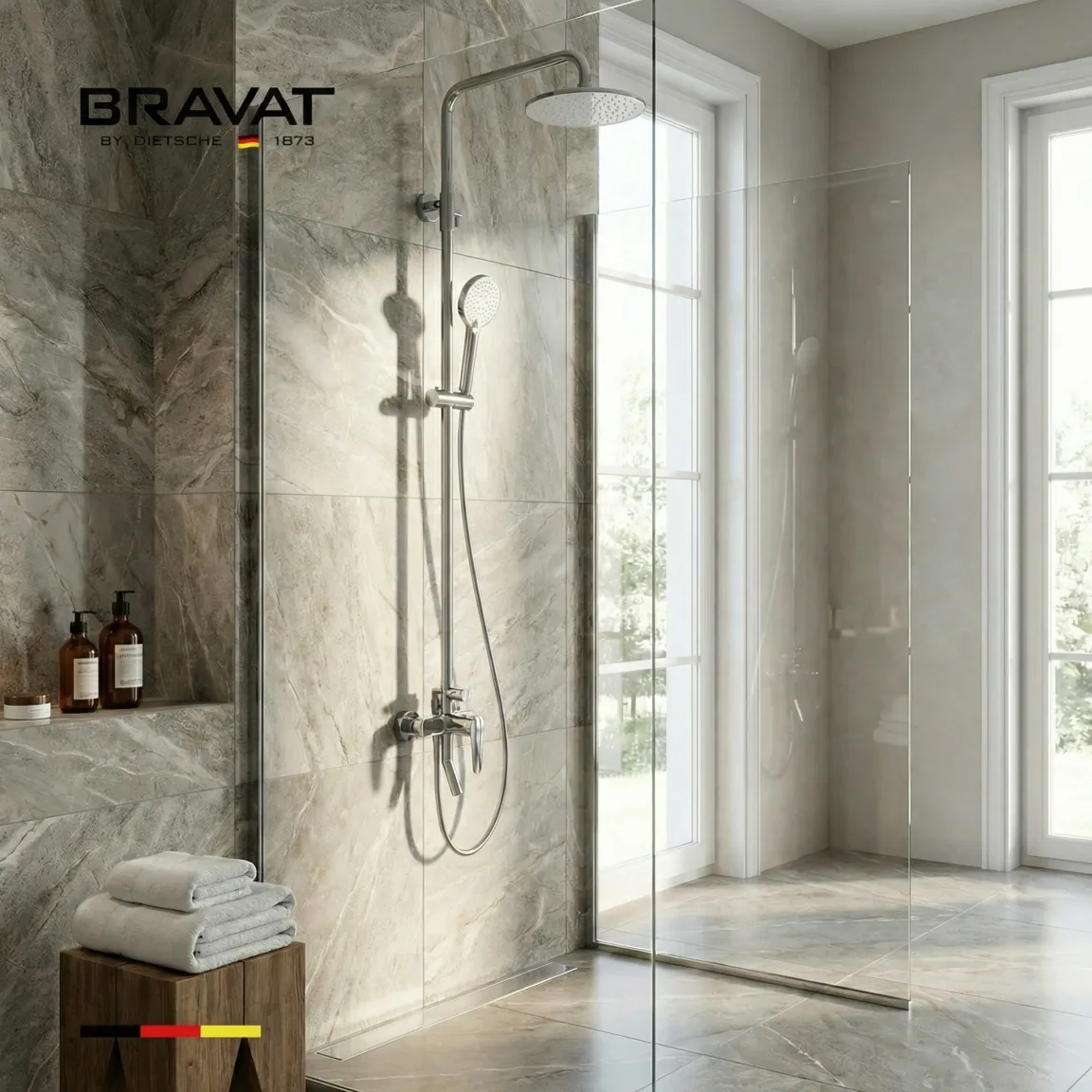 Душевая система со смесителем цвет хром BRAVAT (F6808939CP-A-SW)